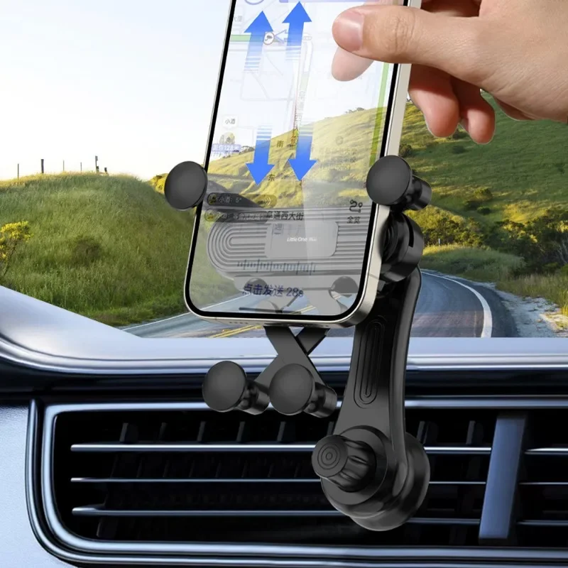 Car Air Outlet Phone Holder Auto Air Vents Hook Fixed Navigation Bracket Anti Shake Gravity Holder Extendable Mobile Phone Stand