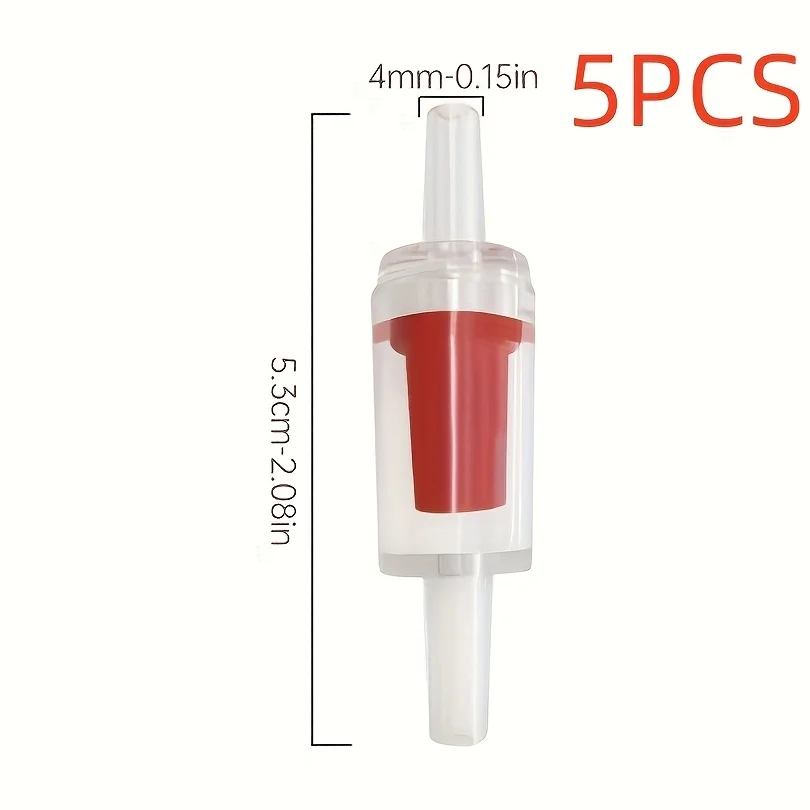 5 قطع من صمامات الاختيار البلاستيكية الشفافة لمضخات هواء حوض السمك - الوقاية من التدفق في اتجاه واحد، مادة PP غير الكهربائية