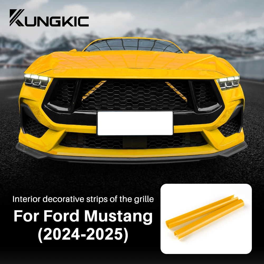 

1Pair Car Front Grille Trim Strips for Ford Mustang GT Dark Horse EcoBoost 2024 2025 Wrap Sport Styling Decoration Accessories