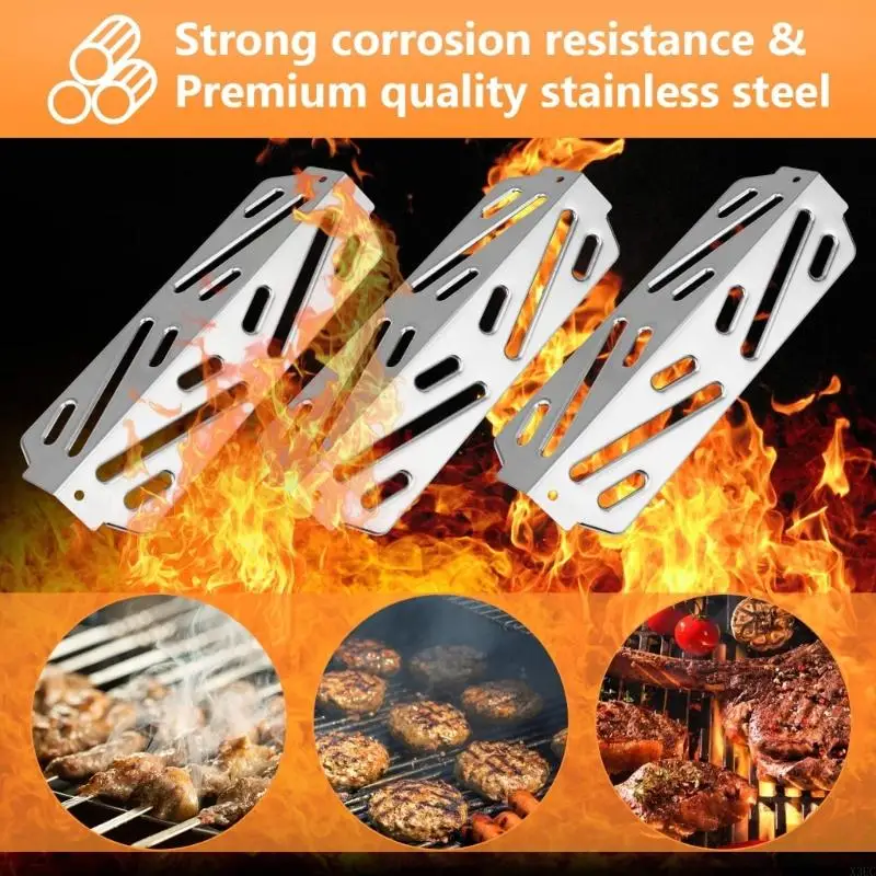 2Pcs Professional Grade Stainless Steel Heat Deflector Simple BBQ Accessories X3UC