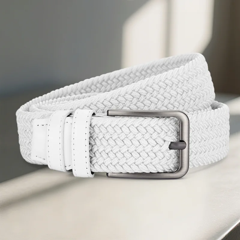 Men Women Buckle Belt Non Pin hole Elastic Double ring Fashion Students Couple For Jeans All match Commuter porous Student