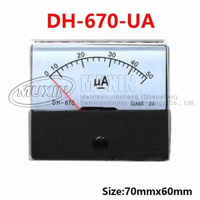 DH-670 UA Analog Microammeter Panel Ampere Meter Current Tester DC 50uA 100uA 200uA 300uA 500uA 1000uA