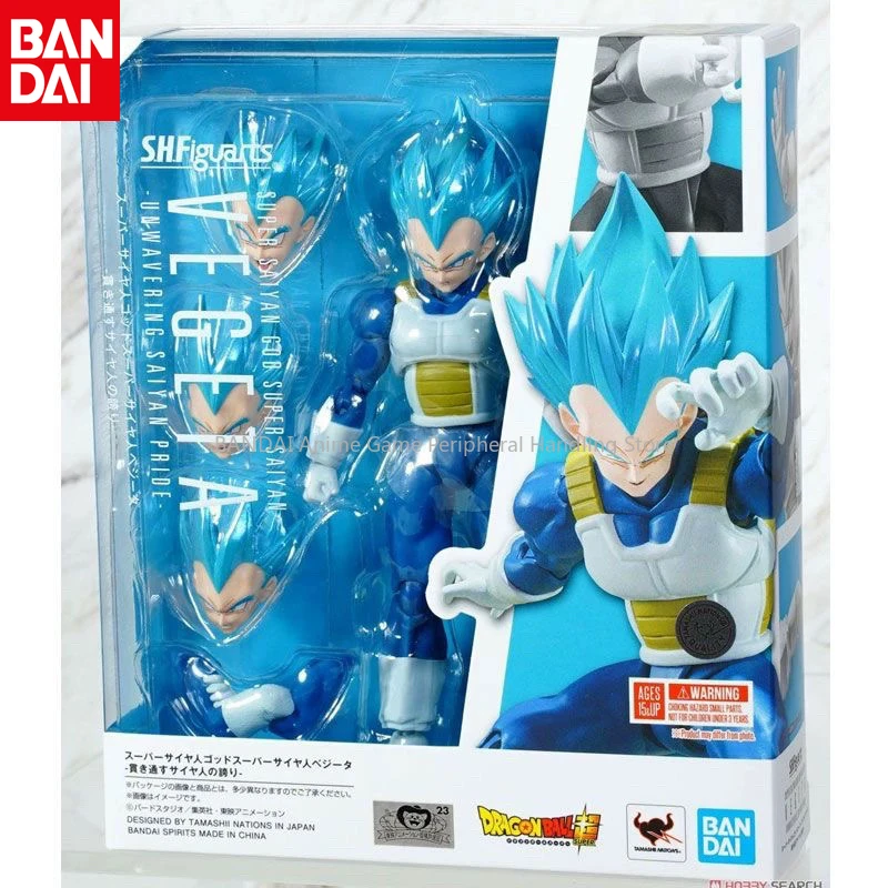 Bandai Spot SHF Blue-haired Vegeta Super Saiyan God Saiyan's Pride Dragon Ball Super Genuine Movable Figure Model Holiday Gift