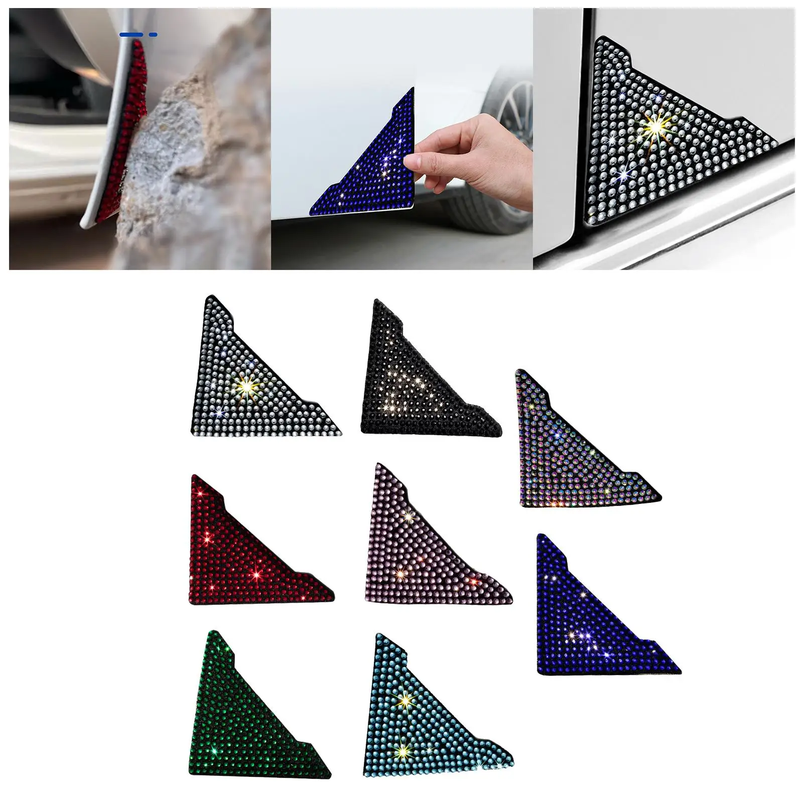 

2xVehicle Silicone Rhinestone Car Door Corner Edge Guards Easily Install Only