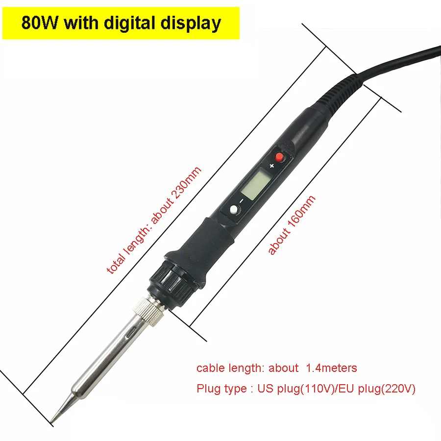 One-piece 80W Digital Display Adjustable Temperature 180-450 ° Electric Soldering Iron Welding Rework Station Soldering Iron