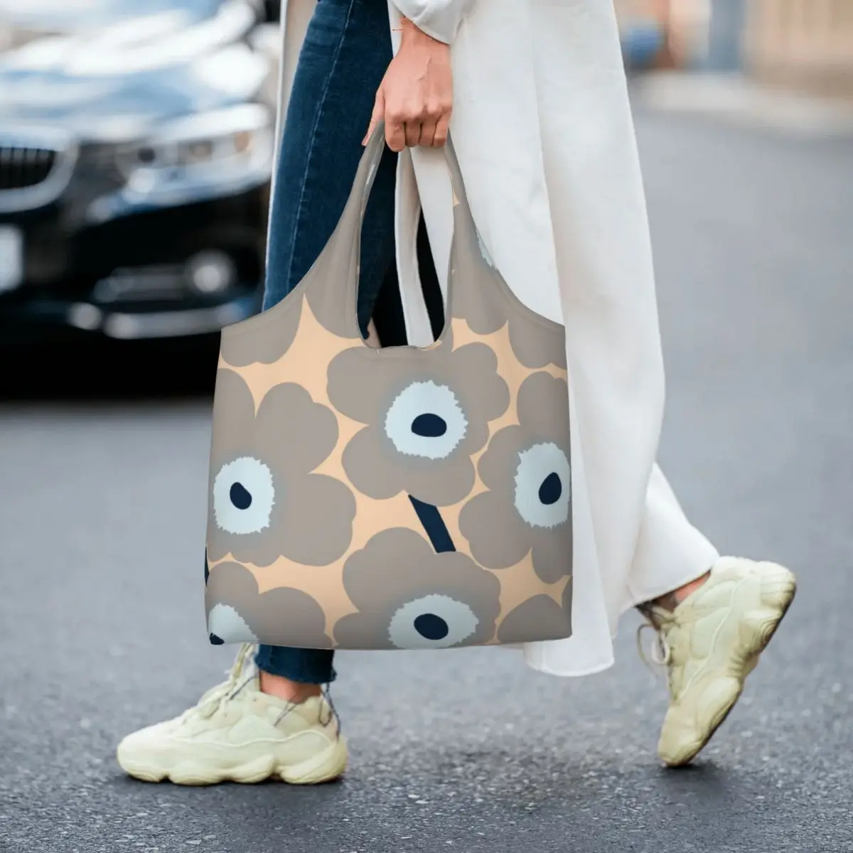 Custom Little Poppy Print Grocery Shopping Tote Bag Women Fashion Modern Style Canvas Shoulder Shopper Bag Big Capacity Handbags