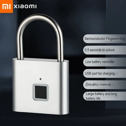 Xiaomi kłódka linii papilarnych Smart USB ładowana blokada drzwi wodoodporny biometryczny odcisk palca szybko odblokowany kłódka drzwi ze stopu cynku