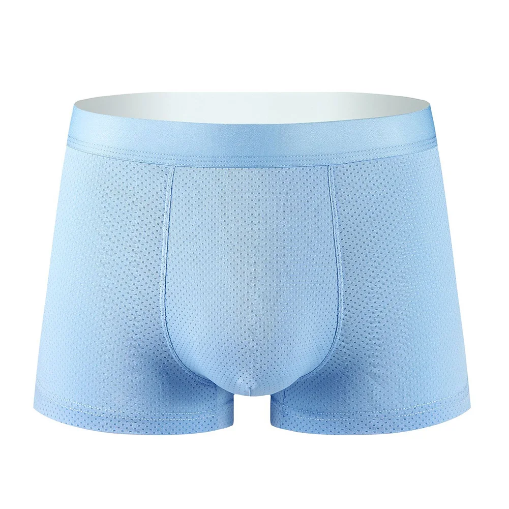 Mesh Breathable Male Underwear Ice Silk Underpants Trunks No Trace Panties Scrotum Bulge Seamless Boxer Shorts Elastic Knickers