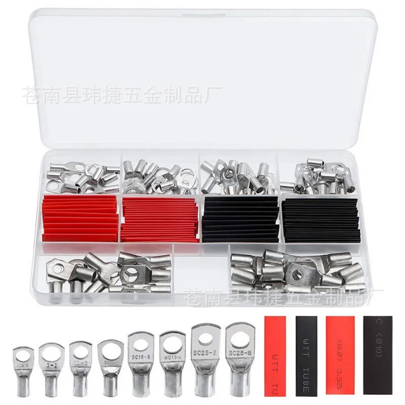 

Cross-Border Source 120pcs Boxed SC Peek Copper Terminal Combination 60pcs Peek Terminal 60pcs Heat Shrink Tube