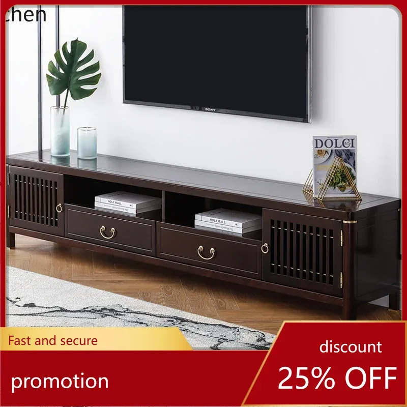 

HT solid wood TV cabinet living room small apartment slate simple and modern