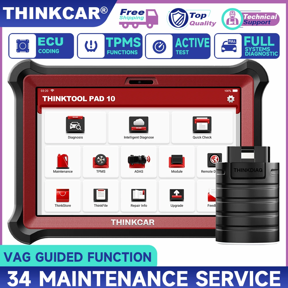 THINKCAR THINKTOOL PAD10 OBD2 Automotive Scanner for IMMO 34+ Reset TPMS Programming ECU Coding Active Test Car Diagnostic Tools