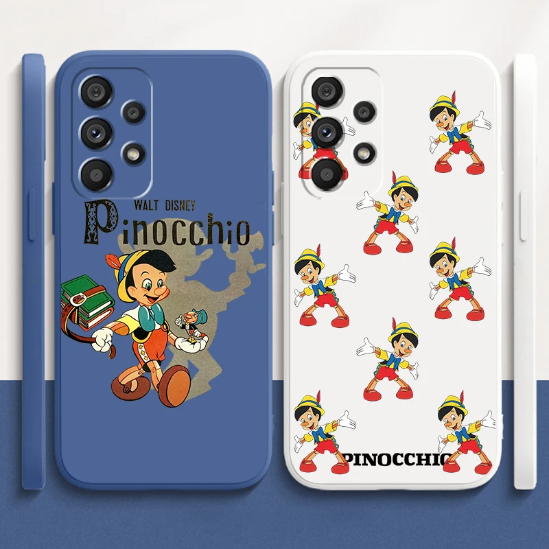 Disney Pinocchio Cute Liquid Rope For Samsung A53 A52 A33 A32 A51 A71 A21S A13 A73 A55 A72 A23 A35 A05 5G TPU Phone Case