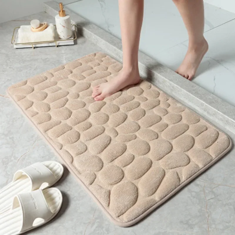 Mat Non-slip Carpets Cobblestone Embossed Bathroom Bath In Wash Basin Bathtub Side Floor Rug Shower Room Doormat Memory Foam