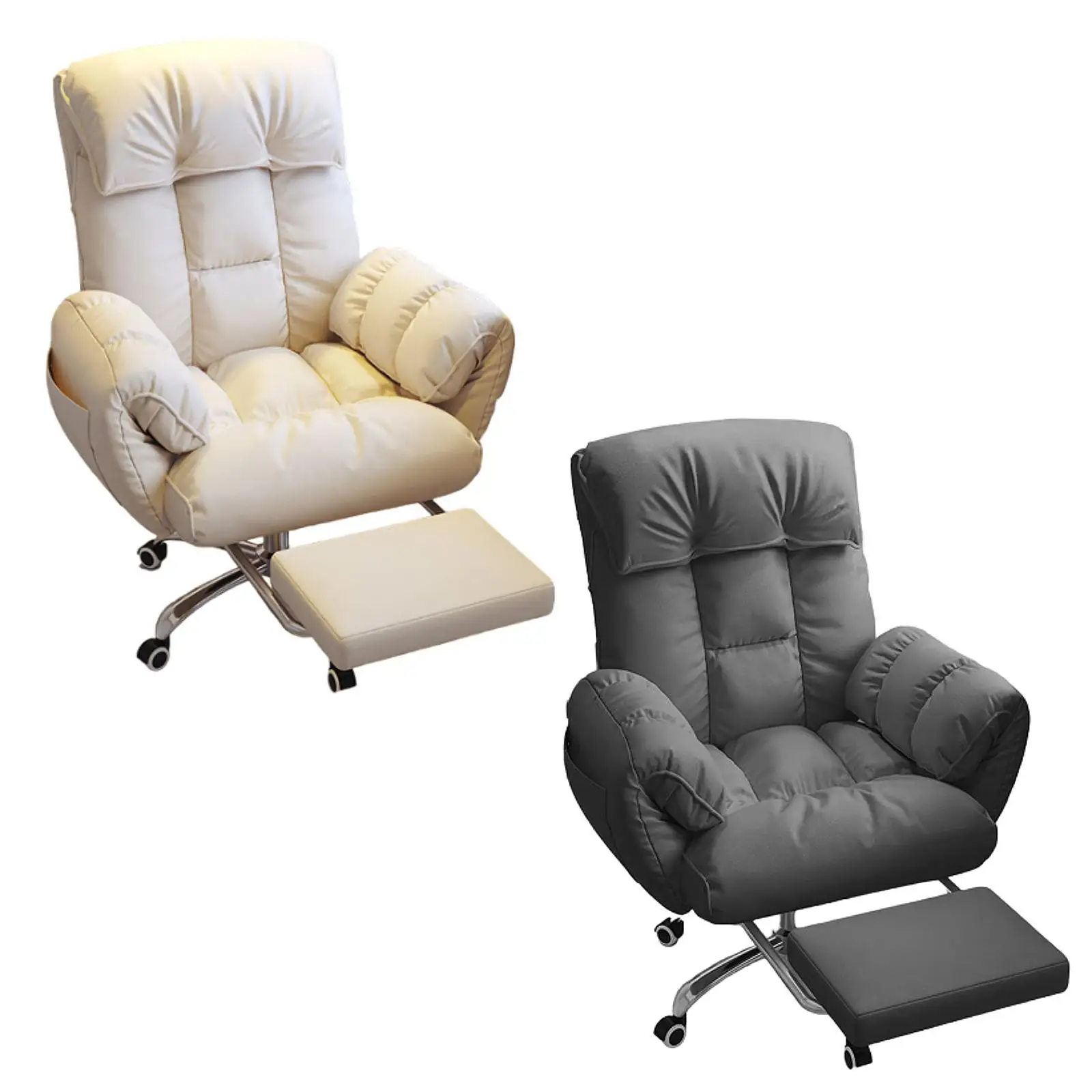 Lazy Computer Chair Office Chair Soft Silent Wheels Big and Tall Side Pockets