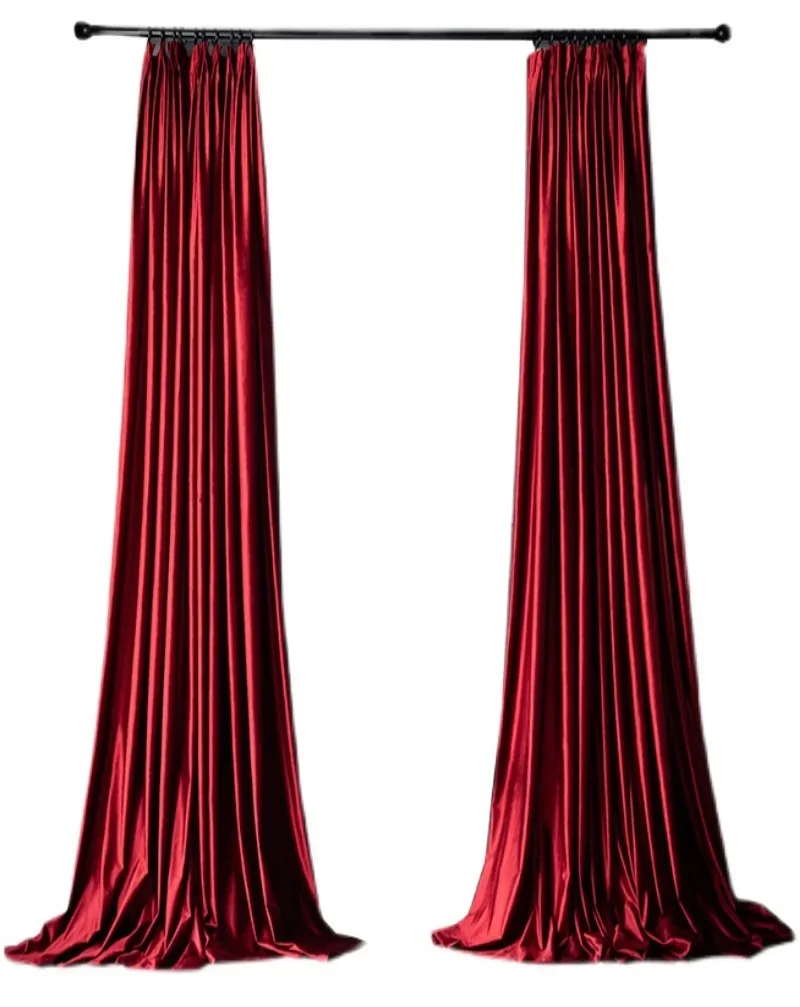 Retro Thickened Curtain Light Luxury Velvet Curtains Thickened Blackout Red Chinese Style Homestay Solid Color