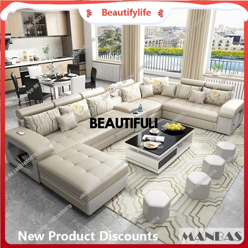 

a48 Тканевый диван, мебель для гостиной, диван с USB и табуретками / большой U-образный тканевый диван, диваны для домашней мебели