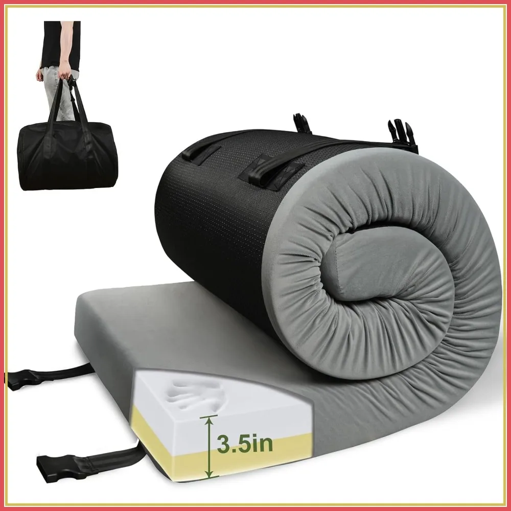

3.5" Extra Thick Foam Camping Mattress, Waterproof Cover & Travel Bag, Portable Sleeping Pad for Car/Tent/Cot
