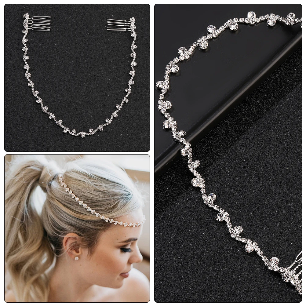 

Wedding Hair Accessories Women Headdress Bridal Comb Headband Chain Decor Hairband Rhinestones Ornament Miss Headbands