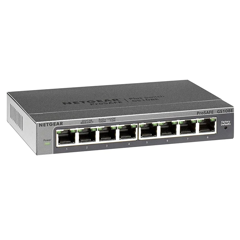 

NETGEAR GS108E ProSafe, 8-портовый гигабитный Ethernet смарт-управляемый коммутатор серии Plus, VLAN, QoS, IGMP