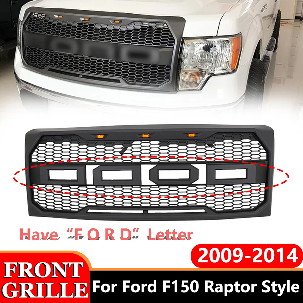 

Modified Racing Front Bumper Grille Grill For Ford F150 F-150 2009 2010 2011 2012 2013 2014 Raptor Style Grill Cover with Mesh