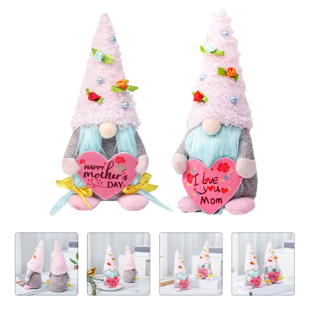 

2Pcs Love Heart Gnome Ornaments High Quality for Mother's Day Home Decor Creative Holiday Gift Mother's Day Gnome