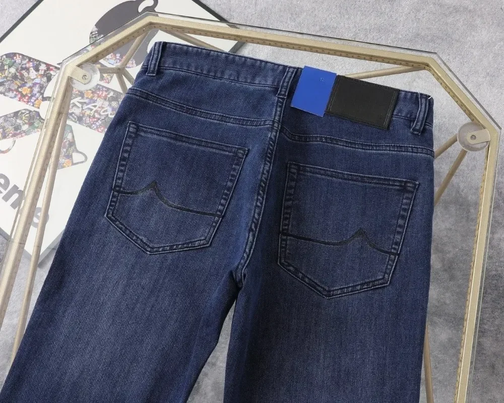2026 New Spring Summer Thin Cotton Men Jeans Button Embroidery Straight Business Casual Outdoor Trousers Sizes 30-40