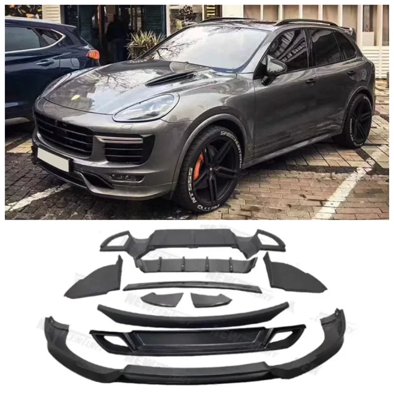 

Матовый черный бампер для Porsche Cayenne 958,2 2014 2015 2016 2017 PP, передняя губа, задний диффузор, комплект спойлера ДЛЯ багажника