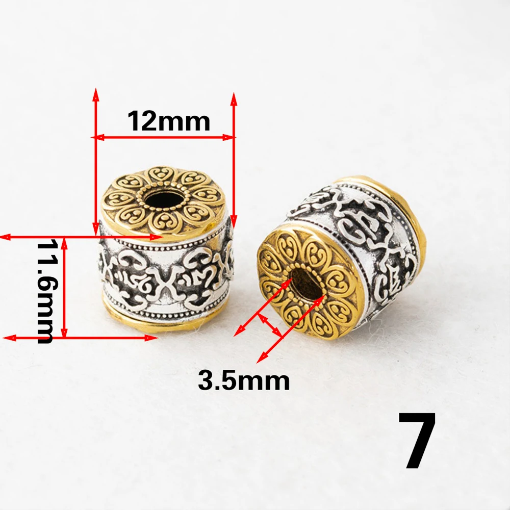 Antike Silber Gold Farbe Runde lose Perle Europäische Big Hole Spacer Perlen für DIY Schmuck machen Charms Armband finden