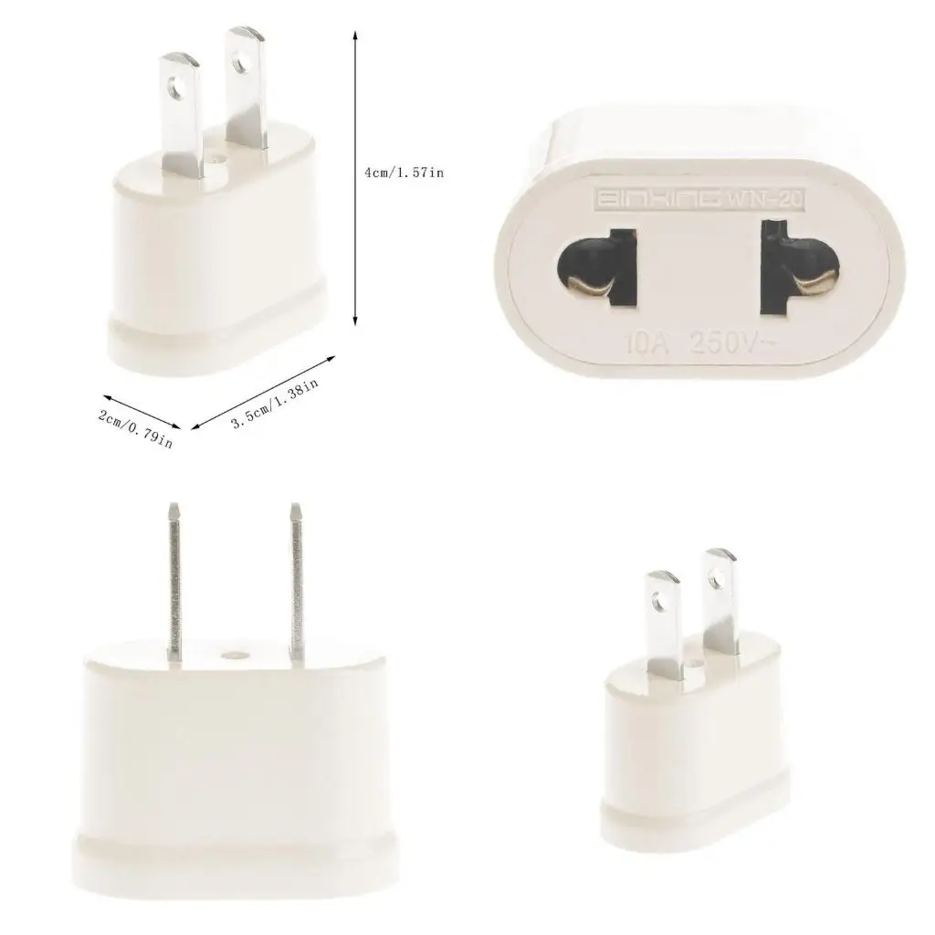4XFC EU To US Plug Adapter AC Converter American EU Europe Travel Power Adapter