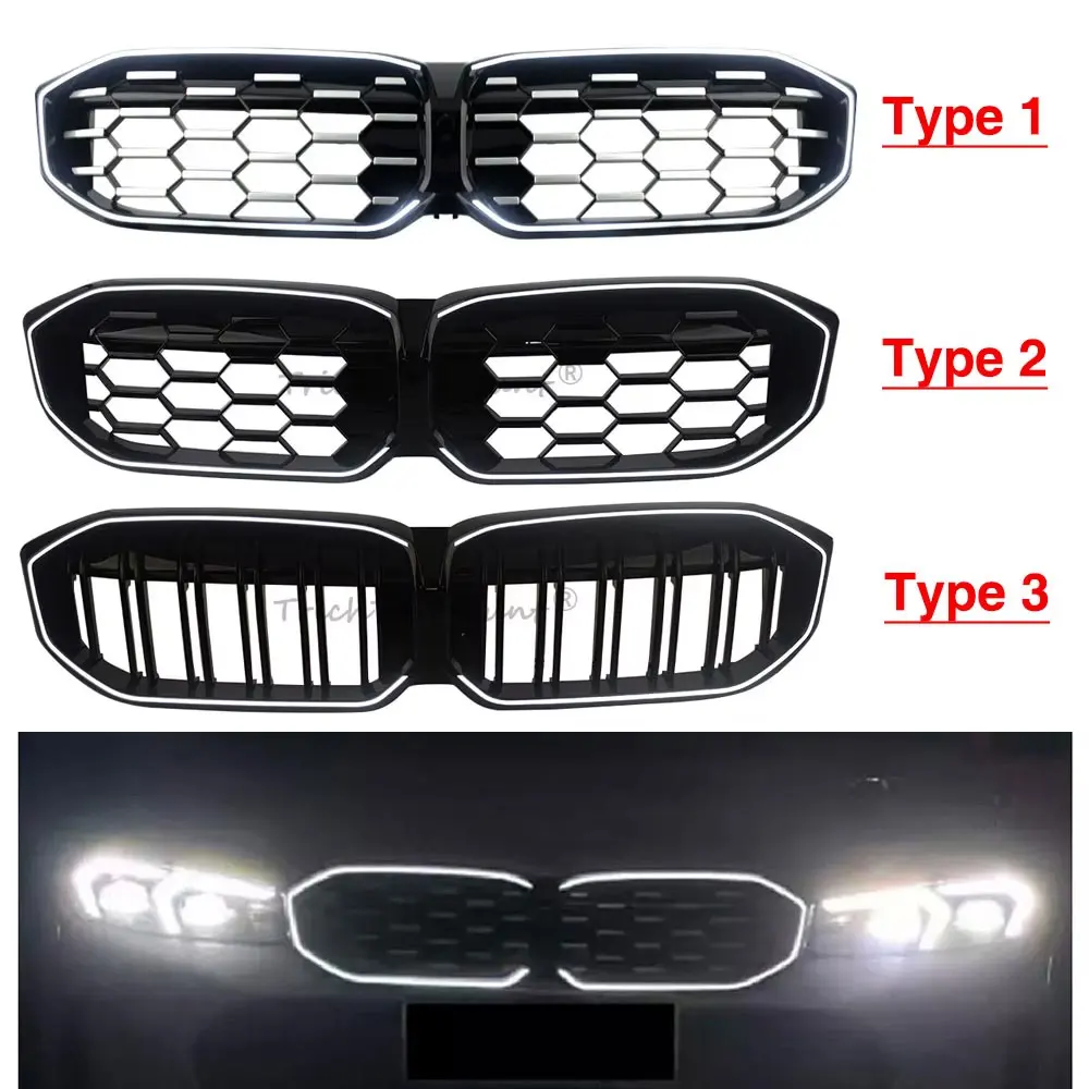 

Front Bumper Grille Grill w/ Light For BMW 3 Series G20 G21 LCI 320i 330i 330e M340i G28 2023-2024 Car Automotive Accessories
