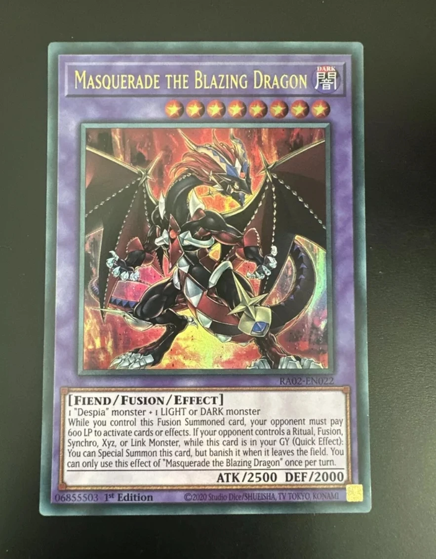 Yugioh KONAMI TCG RA02-EN022 Masquerade the Blazing Dragon Ultra Rare English 1st Edition Collection Mint Card