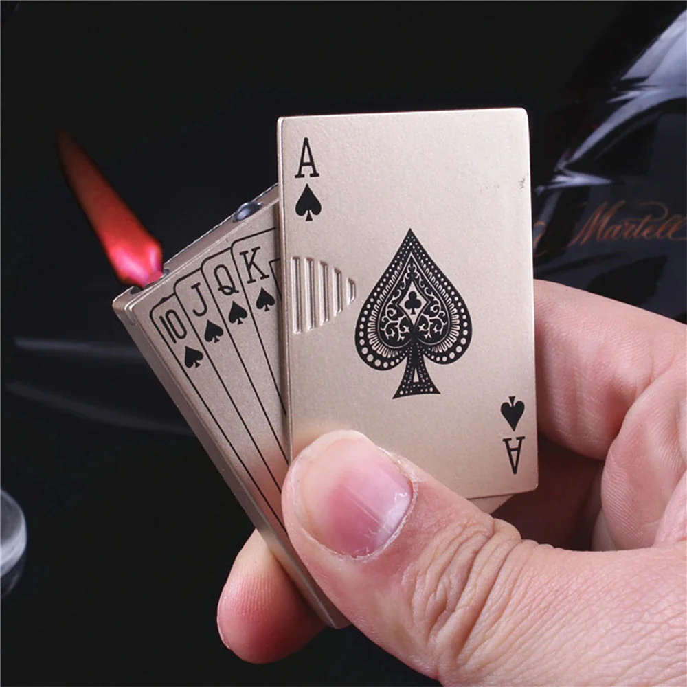 Creative Basketball Poker Shape Lighter Mini Metal Unusual Refillable Butane Gas Lighter Playing Card Lighters Cigarette Smoking