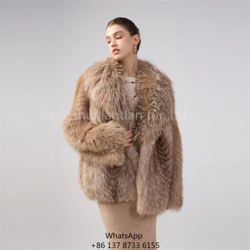 

Custom Made New Design Warm Fur Coat High Quality Real Fox Fur Jacket Winter Fur Clothes Bomber For Ladies