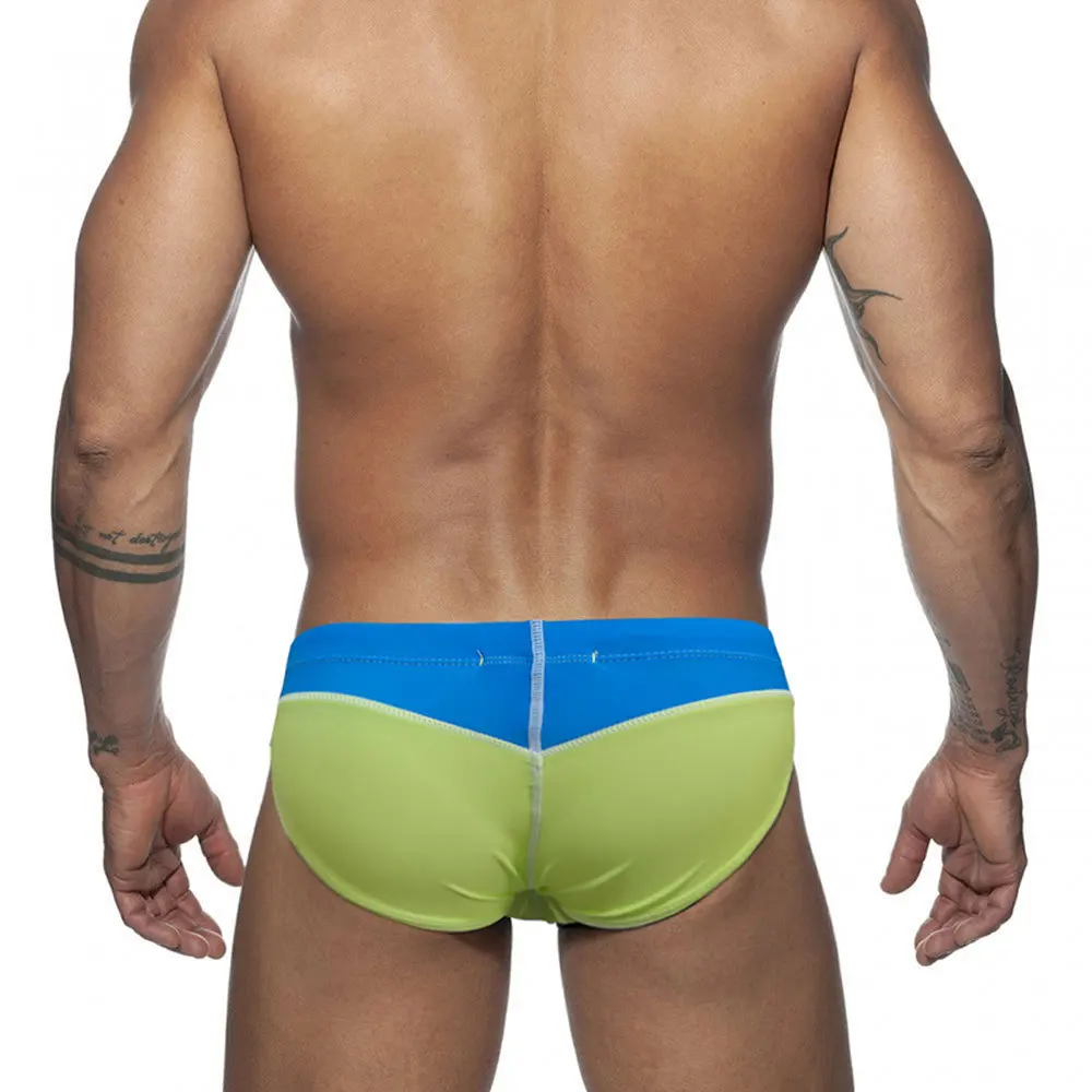 Contrast Color Japanese Swimwear Men Swim Briefs Slip Bikini Sexy Pouch Pad Swimsuits Man Swimming Trunks Beachwear Bathing Suit