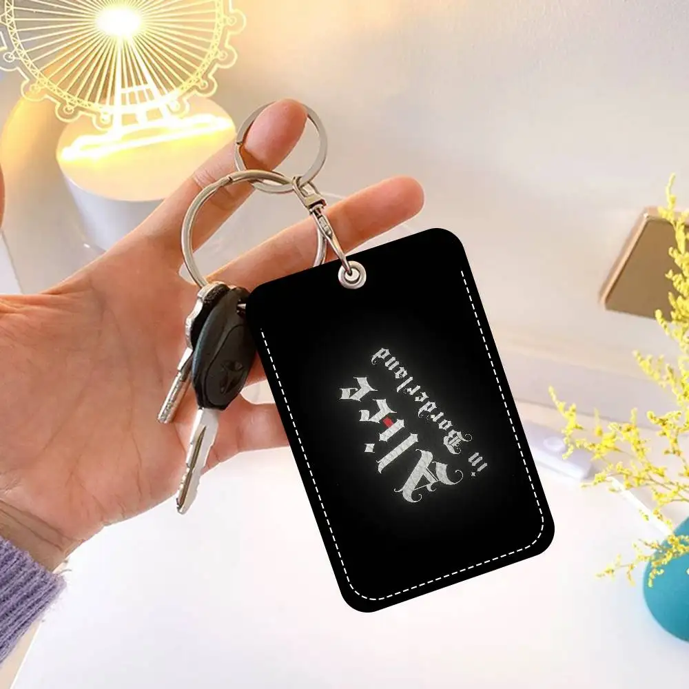 A-Alice In B-Borderland 1Pc PU Leather Card Holder Keychain Key Ring Door Lock Access Tags ID Card Case Keychain Card
