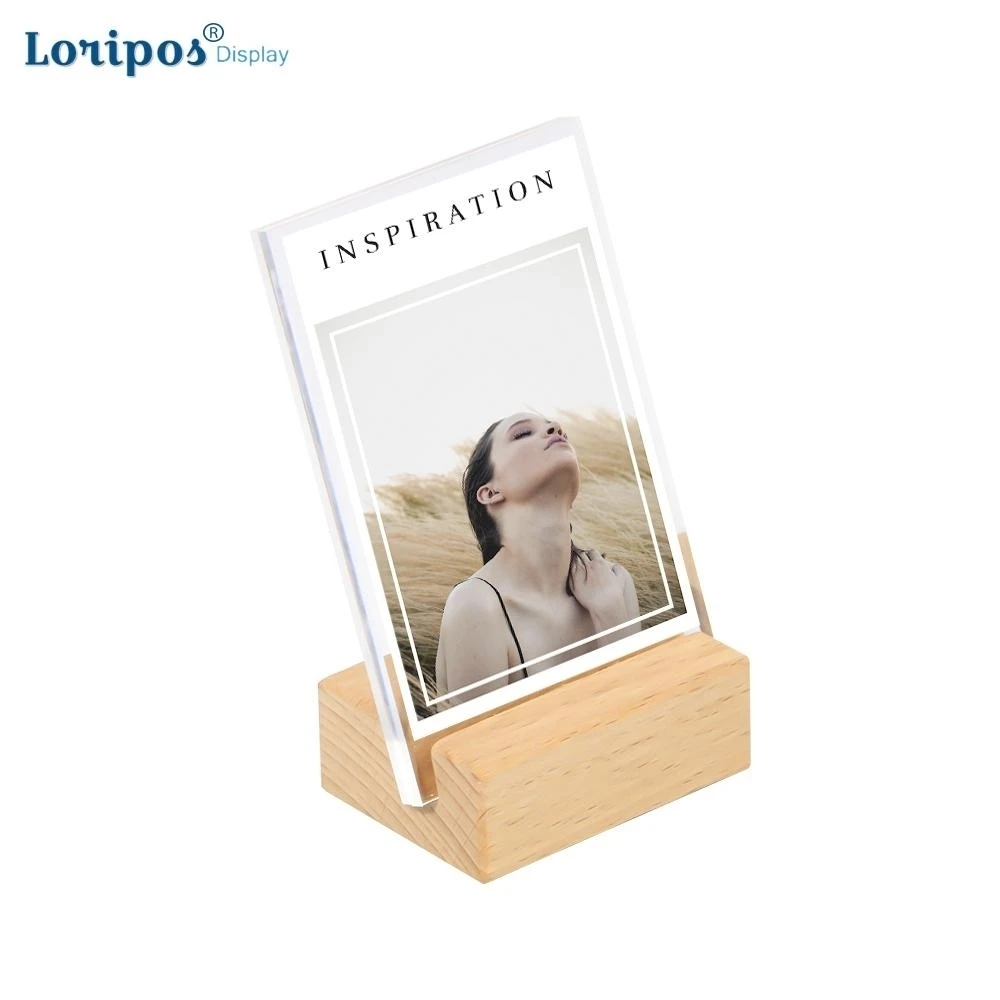 75*55mm Slope Label Holder Frame Wooden Table Price Display Name Card Oblique Plane Desk Sign Stand Rack