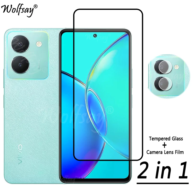 2 in 1 Full Cover Tempered Glass For Vivo Y36 Screen Protector For Vivo Y36 Y 36 V2247 Camera Lens For Vivo Y36 Glass 6.64 inch