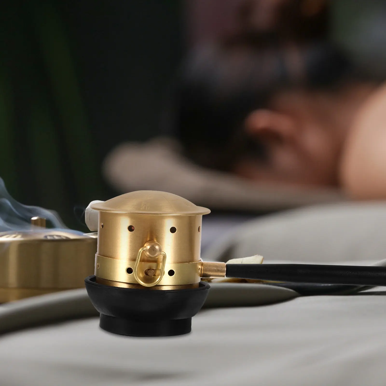 1Set Copper Moxibustion Box Pure Copper Moxa Burner Ergonomic Handle Warm Moxibustion Tool for Blood Circulation
