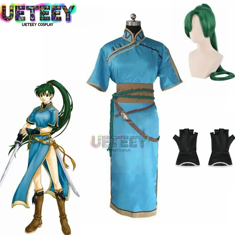 UETEEY Cos Game Fire Emblem: Rekka No Ken Lyndis Lyn disfraz de Cosplay conjunto completo peluca tamaños personalizados disfraces de Halloween