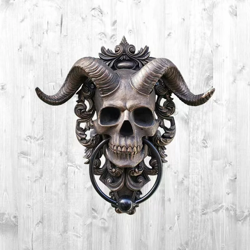 

Cross border independent station resin ornaments punk Satan skull sheep head wall decoration hanging crafts