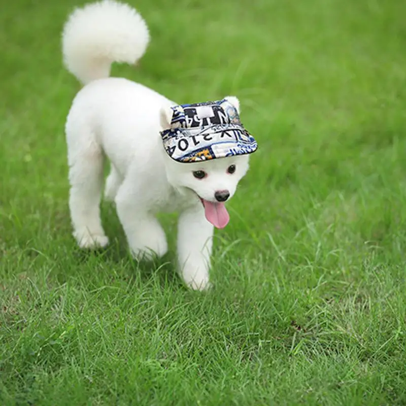 Hat For Dogs With Ear Holes Adjustable Drawstring Sun Protection Baseball Hat Comfortable Dog Sunbonnet With Ear Holes Pet