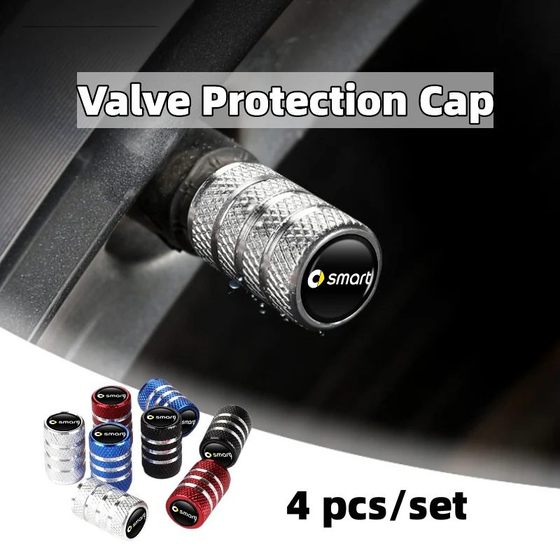 4pcs Car Wheel Tire Valve Protection Cap Dustproof Accessories For Smart Fortwo Forfour 451 453 450 452 454 Roadster Coupe