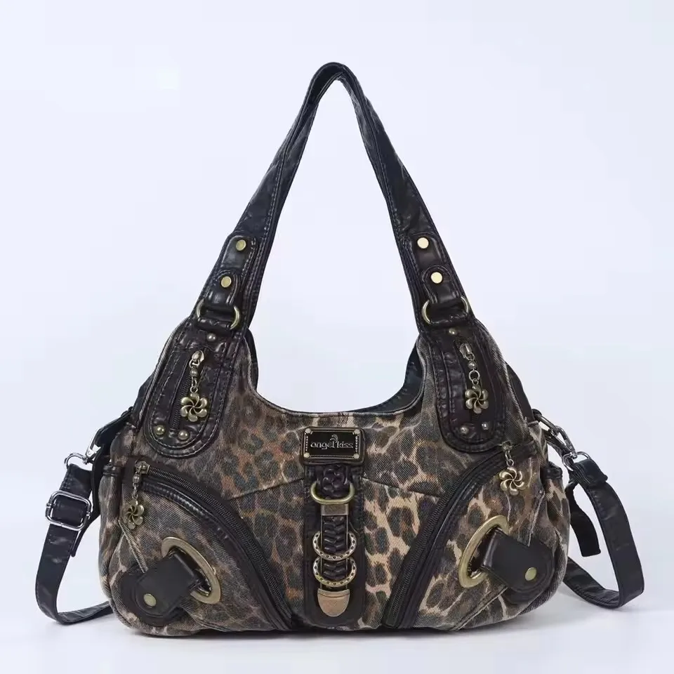 

Women Handbags Leopard Shoulder Bag Top-handle Bag Fashion Satchel Dumpling Pack Shoulder Bag Tote Bag Large Purse
