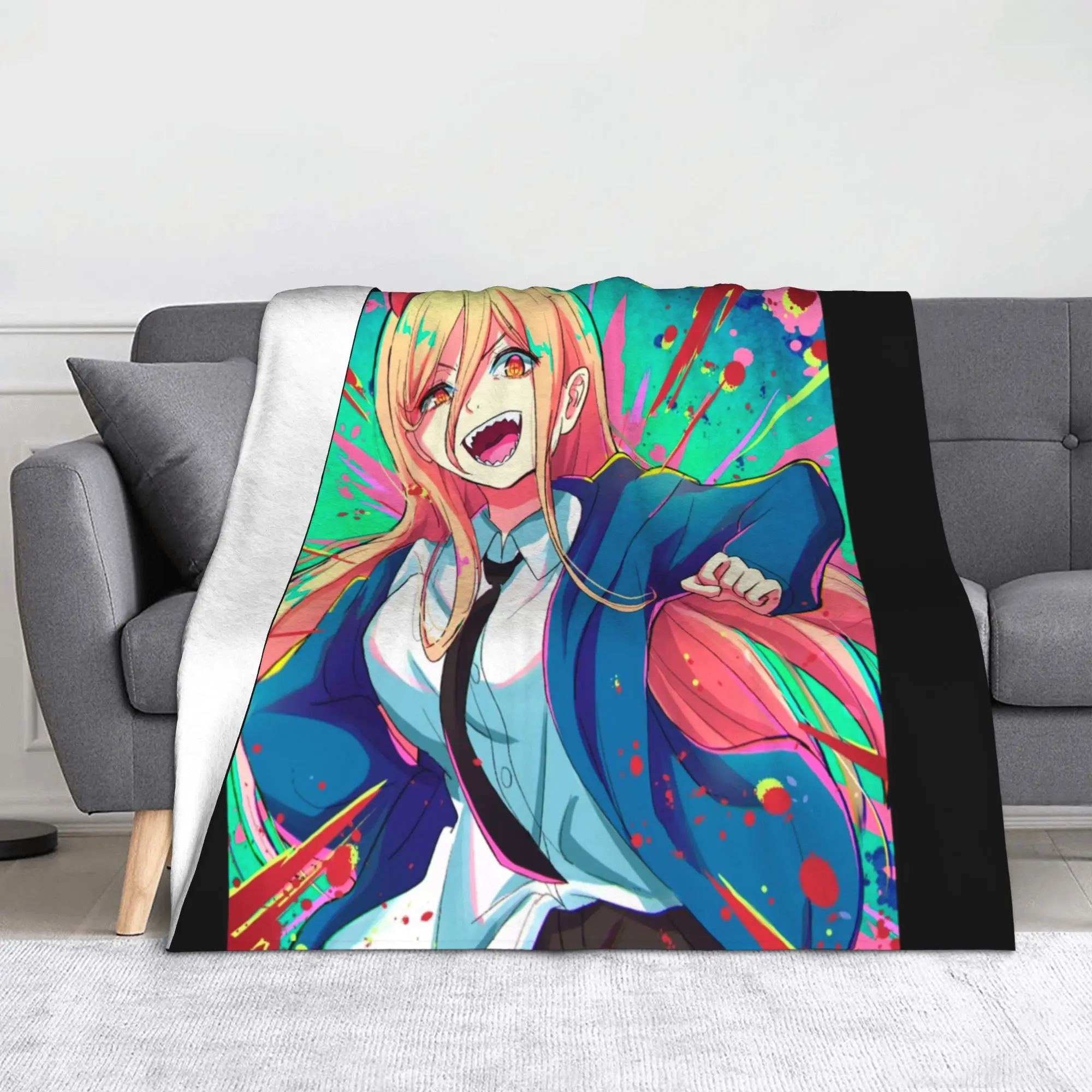 

Одеяла Power Chainsaw Man Devil, дышащие теплые пледы с флисовым принтом для кровати, дорожное покрывало