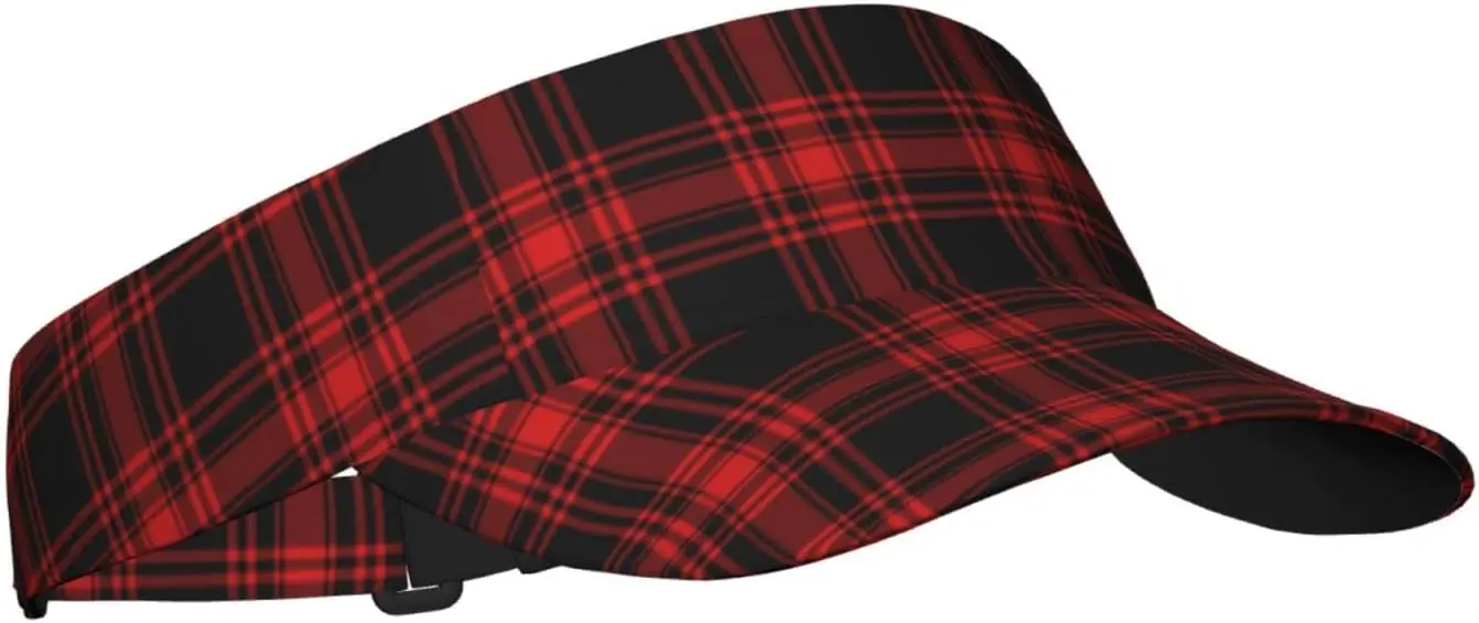 Christmas Red Black Tartan Check Scottish Pattern Sunscreen Visor Hats for Women & Men, Sport Empty Top Baseball Sun Cap,