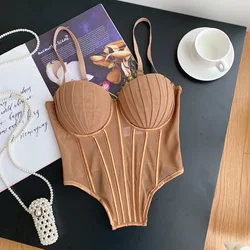 Sexy Hotsweet Backless Elegant Sleeveless Vintage See Through Pleated Slim Straps Camis Tube Top High Street Summer Clothing