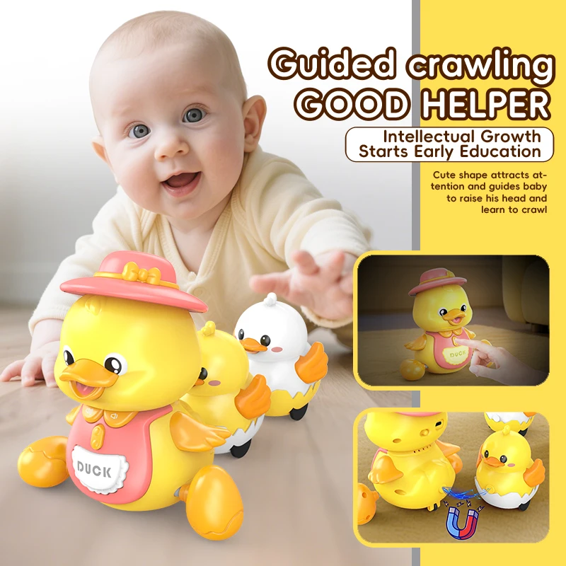 Kruipen Muzikaal Eend Speelgoed voor Baby 3PCS Muzikale Moeder Eend en Eendjes Vroeg Leren Interactief Kruipen Speelgoed voor baby Cadeau