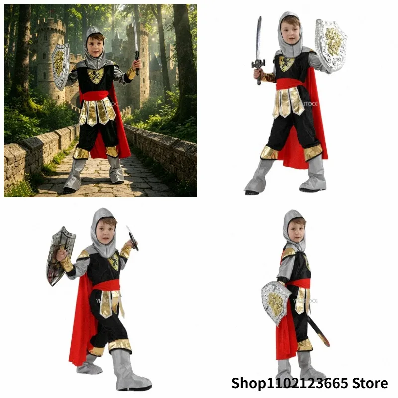 Disfraz de Soldado Romano Medieval para Niños 2026, Traje de Guerrero Real, Disfraces de Caballero, Ropa Espartana de Antigua Noblesa
