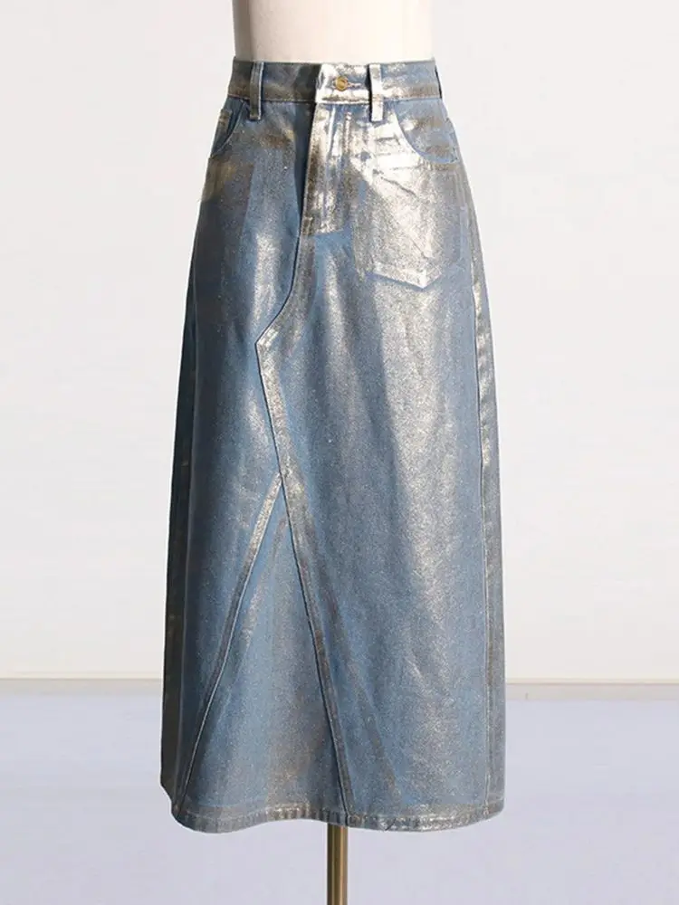 Imagem -04 - Saia Jeans Fina Cintura Alta Feminina Senso de Design a Quente Linha a Elegante Tendência de Rua Novo Verão 2024