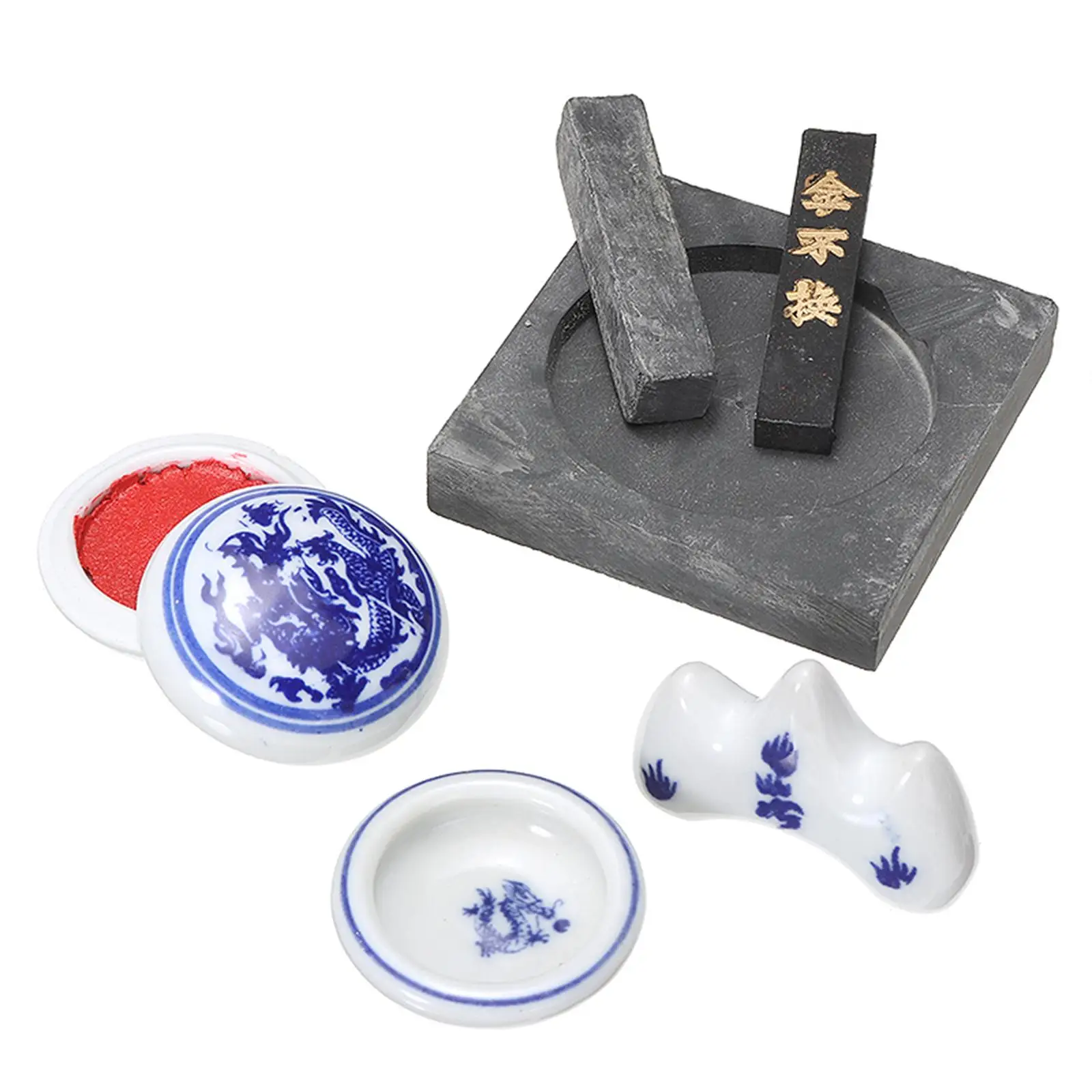 Wooden Chinese Calligraphy Brush Set for Beginners Artists with Inkstone Seal Gift Box Writing Painting Supplies